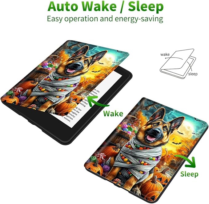 for Samsung Galaxy Tab S9 11 Inch/S9 FE 10.9 Inch 2023 Case | Slim Leather Smart Cover with Multi-Angle Anti-Slip Stand [Auto Wake/Sleep] Shell for Women Men, Pumpkin Puppy