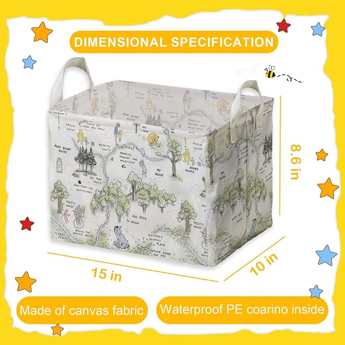 Winnie Nursery Baby Stuff, Winnie Storage Basket, Winnie Nursery Storage Baske Storage Basket With A Waterproof PE Coating, Storage Baskets Suitable For Bathroom and Bedroom