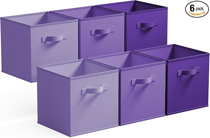 GRANNY SAYS 13 Inch Cube Storage Organizer, Purple Gradient, 6-Pack | Collapsible Storage Cubes with Thickened Base Plate, Sturdy Handles, Decorative Baskets for Shelves, Closet
