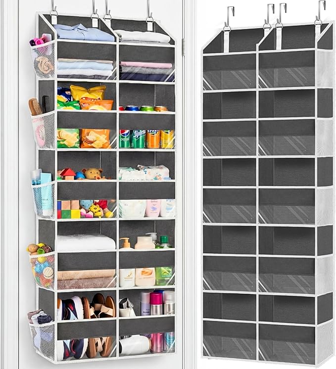 5-Tier Over Door Organizer, 10-Compartment Wide Storage Rack | 20" wide, 80 lbs for heavy family use, 10 side pockets, fits doors for closet, nursery, entryway, dorm, RV, laundry room