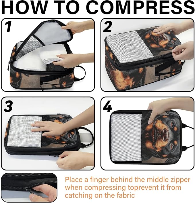 TropicalLife Bernese Dog 6 Set Compression Packing Cubes | Funny Pets Travel Accessories Expandable Packing Organizers Space Saver Bags for Organizing Clothes