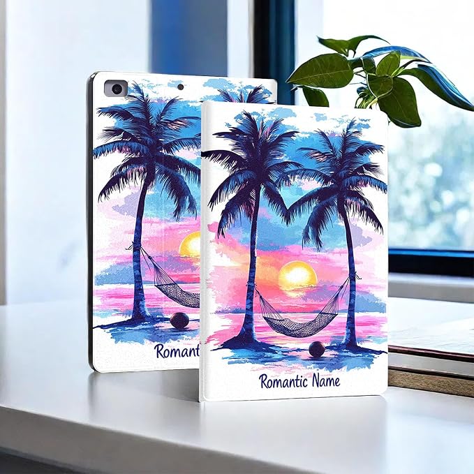 for Microsoft Surface Go 4/3/2/1-10.5" 2021 Tablet Case,Auto Wake/Sleep,Adjustable Stand Protective Cover - Romantic Sunset Coconut Tree