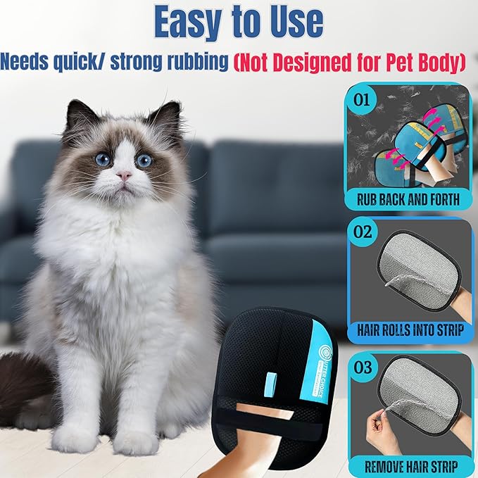 2 Pcs The Magic Brush Pet Hair Remover Glove for Dogs & Cats – Upgraded 2025 Reusable Pet Hair Remover Electrostatic Grooming Mitt | Magic Pet Hair Remover Glove for Clothing, Couch