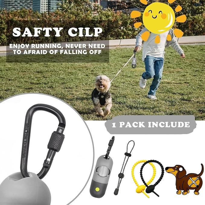 YUCHIYA Dog Poop Bag Holder Dispenser with LED Flashlight(Gray)