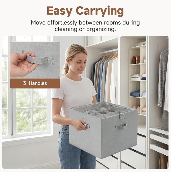 StorageWorks 2-Pack 32-Pair Shoes Organizer with Adjustable Dividers, Grey | Holds up to 16 Pairs Each, Foldable, Clear Lid, Reinforced Handles, Fits Sneakers, Sandals & Flats, For Closet, Entryway