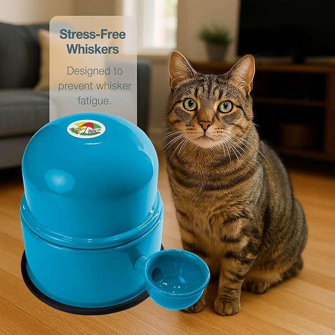 Pet Water Dispenser for Dogs and Cats, 47.3 oz – Gravity-Fed Aluminum Water Bowl, Prevents Wet Fur, Provides Continuous Fresh Water, Electrostatic Coated Finish, Vida Mansa (Light Blue)