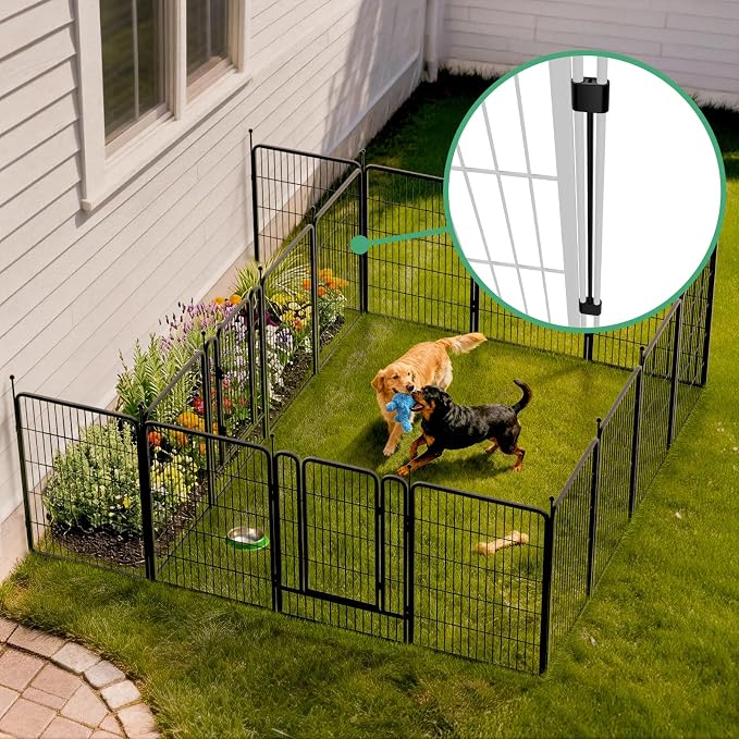 FXW Rollick Dog Playpen with Divider Connectors, 40" H, 16 Panels | Heavy-Duty & Easy setup Play Area, Two-Zone Layout, Indoor & Yard, For Medium & Large Dogs, Patented