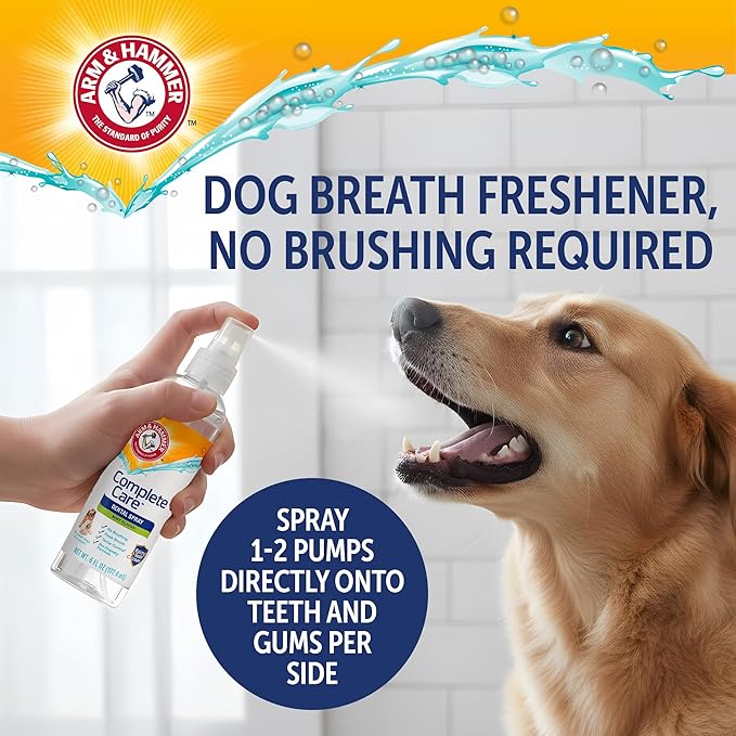 Arm & Hammer Complete Care Brushless Dental Kit for Dogs – Includes No-Brush Oral Gel + Dog Dental Spray, Fresh Breath, Tartar Control, Baking Soda Enhanced Dental Dog Supplies, 4oz