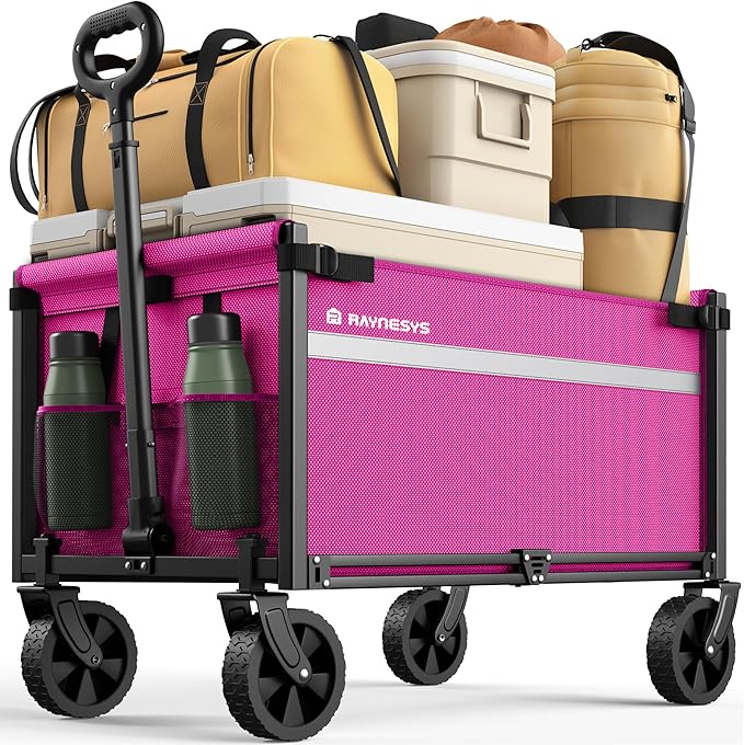 Collapsible Wagon Cart with Wheels, 220LBS for Grocery Shopping Camping | 110L Capacity Wagons Carts Foldable,220LBS Heavy Duty Wagon Carts, Lightweight Portable Utility Cart,All-Terrain Wheels