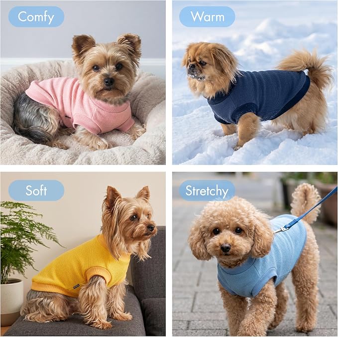3 Pack Dog Shirt for Small Supplies Functional Waffle Dog Clothes Warm Soft Sweatshirt Outfit for Dogs Cats Pet Apparel