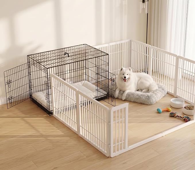 36IN Double Door Dog Crate - Foldable Metal Wire Kennel with Divider Panel | Portable Dog Kennel with Leak-Proof Tray & Secure Latch for Indoor, Outdoor, Travel, Durable & Easy to Assemble