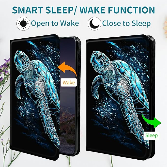 Case for Samsung Galaxy Tab S10 Plus 2024/S9 FE+/S9 Plus 12.4" 2023, 360 Degree Rotating Stand with Multi-Angle Vertical Shockproof Protective Shell for Women Men, Blue Black Turtle