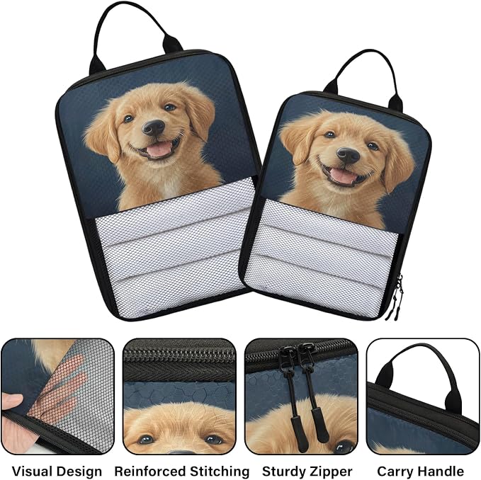 Labrador Dog 6 Set Compression Packing Cubes Dogs Pet Expandable Packing Organizer for Travel Accessories Luggage Suitcase Bag