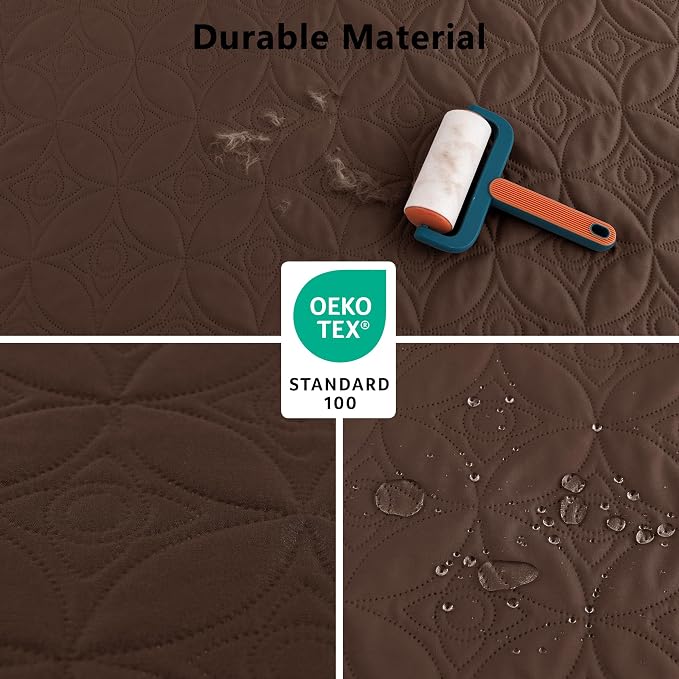 Waterproof Couch Cover for Dogs - Washable Pets Furniture Protector | TPU Leak-Proof Liner, Lightweight & Reversible, Fits Chair, Sofa, Bed, 52" x 82" , Chocolate/Cream