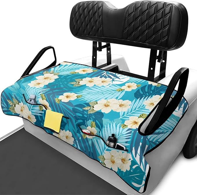 Tropical Golf Cart Seat Covers with Pockets, Universal Golf Towel Blanket for Women Men Club Car Decor