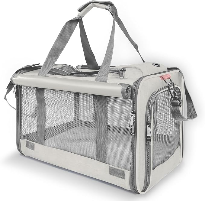GAPZER Pet Carrier for Large Cat Soft-Sided Animal Traveling Bag up to 20lb | Privacy Protection Big Kitten Car Travel Cloth Carry Bag up to 20 lbs, Small Animal Portable Mesh Kennel Cage for Vet Visits