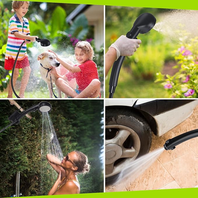 Portable Shower for Camping, [Long-Lasting] 6000mAh Rechargeable | Camping Shower with Intelligent LED Display, 4 Spray Modes, IPX7 Waterproof Outdoor Camp Pump for Hiking, Travel, Car, Pet