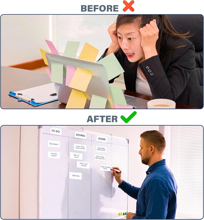 Magnetic Dry Erase Labels 5x3 28-Pack with 3 Kanban Included - Highly Durable and All-Purpose Labels for Office, Classroom, Organizers, Home. Whiteboard Blank Magnet Stickers Name Tags