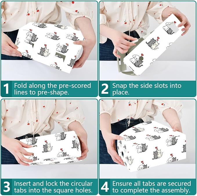 Magazine Holder, Love Between Pets Pattern Magazine File Holder with Label, 3 Pack Decorative Foldable Magazine Desk Organizer for Office Home Organization Storage