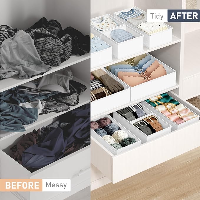 DIMJ Drawer Organizer Clothes - 28 Pack Baby Dresser Organizer for Nursery Closet Organization, Fabric Drawer Organizer Bins for Underwears Socks Bras, Foldable Storage Dividers for Bedroom