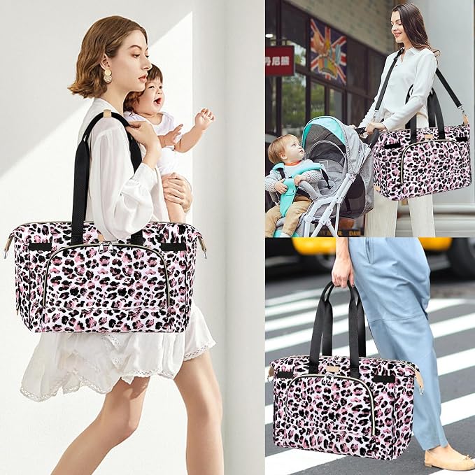 Diaper Bag Tote for Baby 7PCS, Large Mommy Bag with Portable Changing Pad | Multifunctional Hospital Bags for Labor and Delivery with Pacifier Case and Organizer Pouches,Travel Baby Bag for Boy Girl