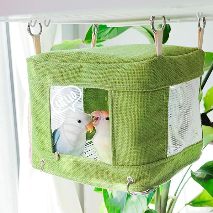Bird Perch Nest Tent Stand for Parrots Conure Budgies Swing Breathable Hammock for Small to Large Parrots Toy Hanging Bed