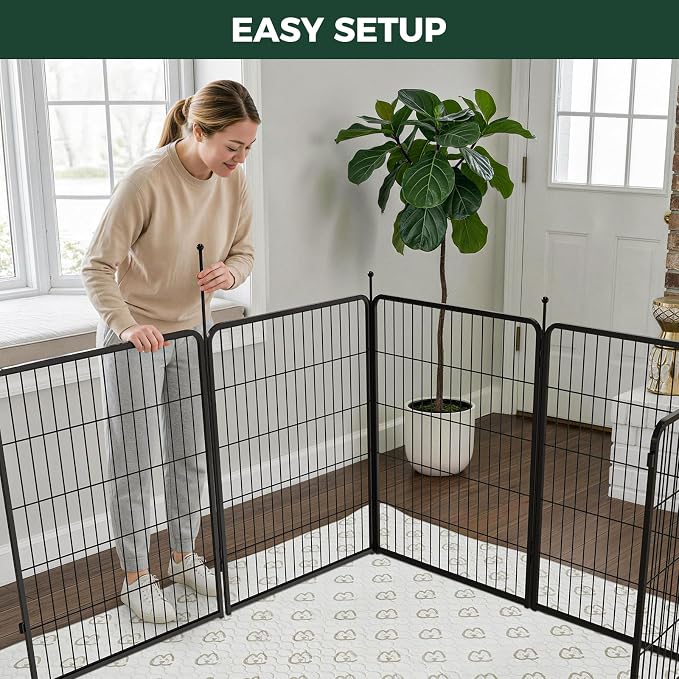 FXW Rollick Dog Playpen with Washable Pee Pad, 40"H, 8 Panels | Heavy-Duty & Easy setup Play Area, Super Absorbent Pad for Easy Cleanup, For Medium & Large Dogs, Patented