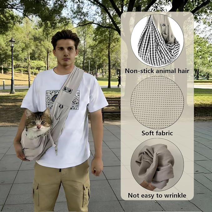 Dog Sling Carrier Soft Breathable for Small Dogs Cats 3-12 lbs,Gray | Cat sling & dog carrier sling with safety tether, organizer pocket, soft fabric. Perfect for travel, hiking,outdoor