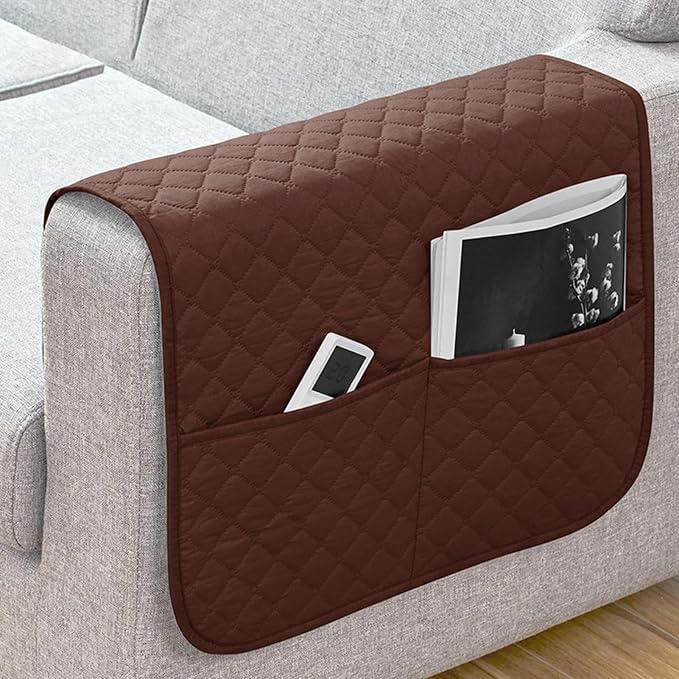 Sofa Armrest Organizer Multifunctional, Comfortable, Anti-Slip, | Recliner Arm Protector for Books Tablet Phone TV Remote Cellphone Book Phones Pets Chocolate Remote Control Snack