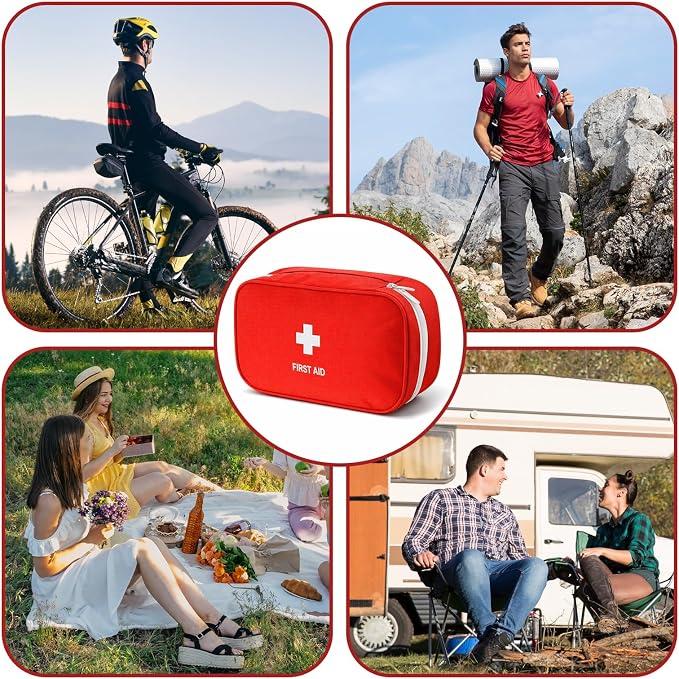 Red Medical Bag, Portable First Aid Bag Kit for Home, Empty Medical Bags for Travel, Camping, Outdoor, Emergency Kit Pouch (Red, Medium)