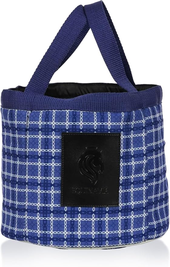Equinavia Darby Mini Grooming Tote Bag for Horses, Dogs, Cats | Riding Supplies Organizer with 8.75" x 8.75" x 8" Interior - Navy/Skipper Blue - One Size