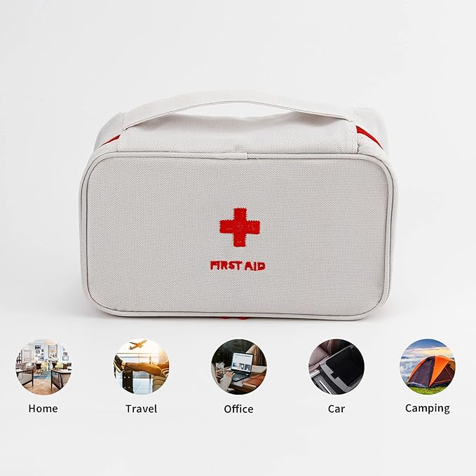 Portable Empty First Aid Kit Bag, Travel Medicine Pouch, Small Medical Bag (Blue)