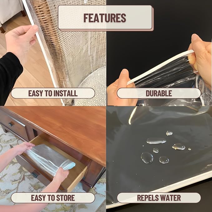 Evelots 8-Pack Clear PVC Dining Chair Covers, Spill-Resistant Protectors | Heavy-duty clear vinyl helps protect kitchen chairs from dust, spills, pet hair and claws; wipes clean with a damp cloth.