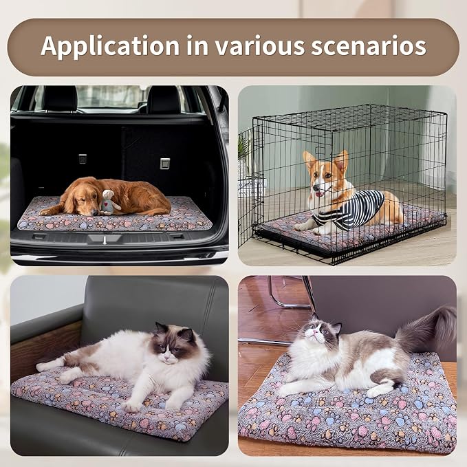Dog Crate Mats Bed for Large Dogs, 42x28 Inch Short Plush Pet Mat, 1.6-inch Thick Thin Kennel Pad, Machine Washable Ideal for 42-Inch Dog Crates