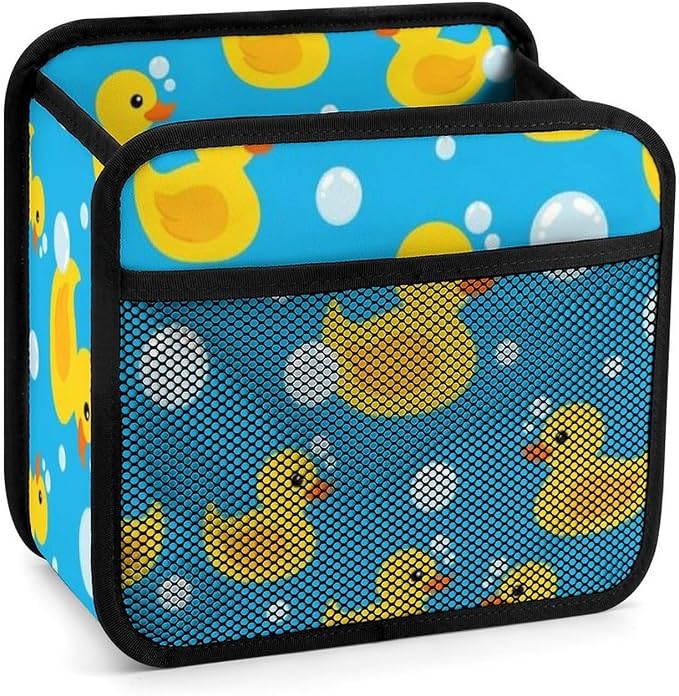 Headrest Backseat Storage Bag for Car Hanging Back Seat Organizer, Yellow | Rubber Duck Blue, Vehicle Trash Bag with Adjustable Buckle Auto Accessories Universal Fit