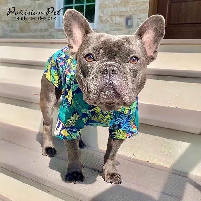 Parisian Pet Amazonia Dog Shirt - Cotton Clothes for Small Dogs - Stylish Tropical Dog Outfit - Lightweight and Soft Puppy Clothes - Trendy Tshirts for Dogs - Comfortable Summer Pet Apparel