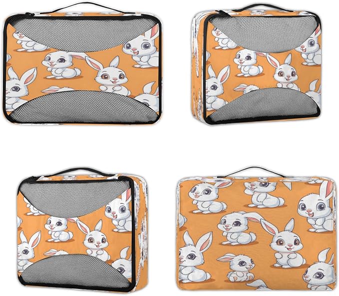 Packing Cubes for Travel, Bunny Rabbit Travel Luggage Packing Organizers for Women Men, Large Custom Toiletries Bag for Cosmetics Toiletries, Easter Bunny