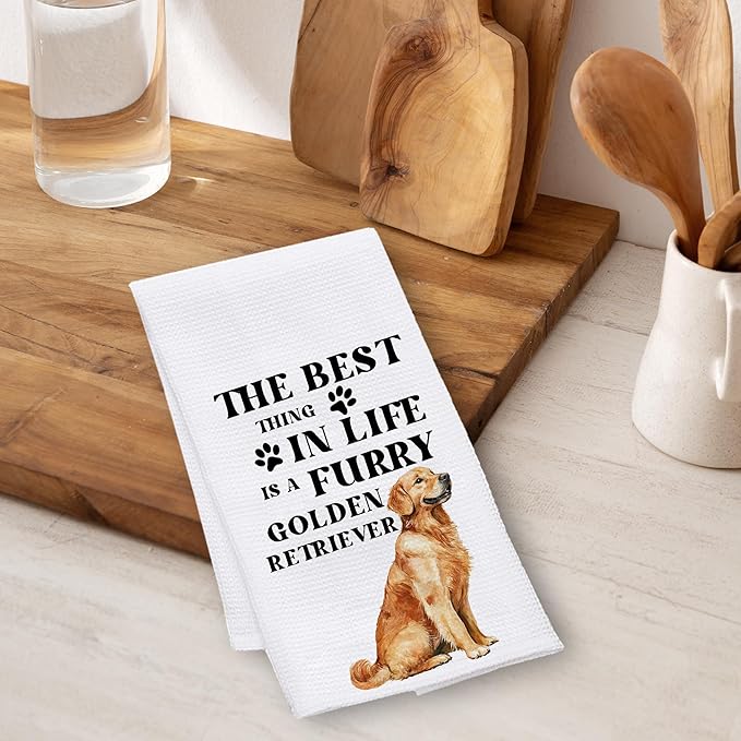 Golden Retriever Kitchen Towels 16x24 Inch, Golden Retriever Gifts for Women, Dog Hand Towel Decorative for Dish Tea Towel Drying Cloth