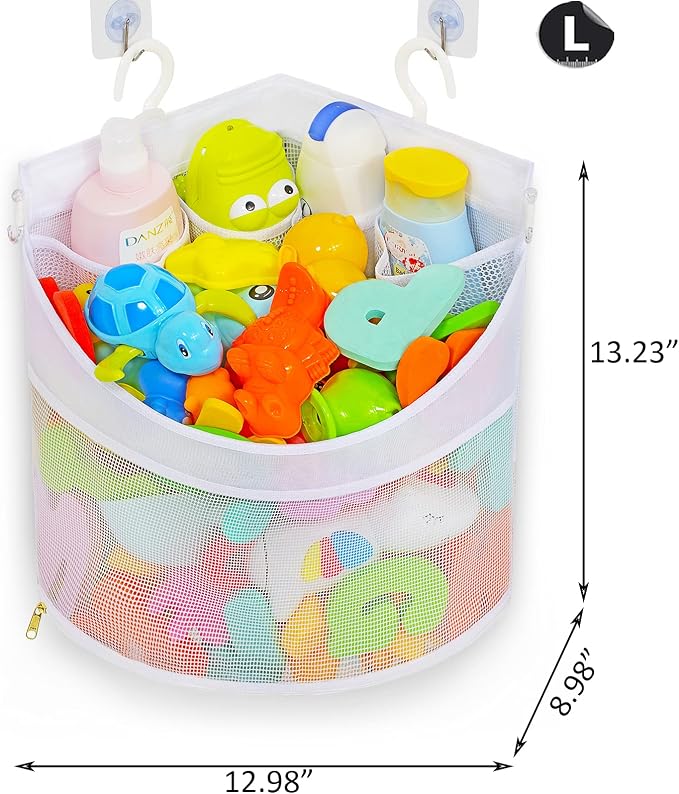 Ligereza Baby Bath Toy Organizer, Quick Drying, bath toy holder, Large Capacity Multi Use Shower Caddy (White)