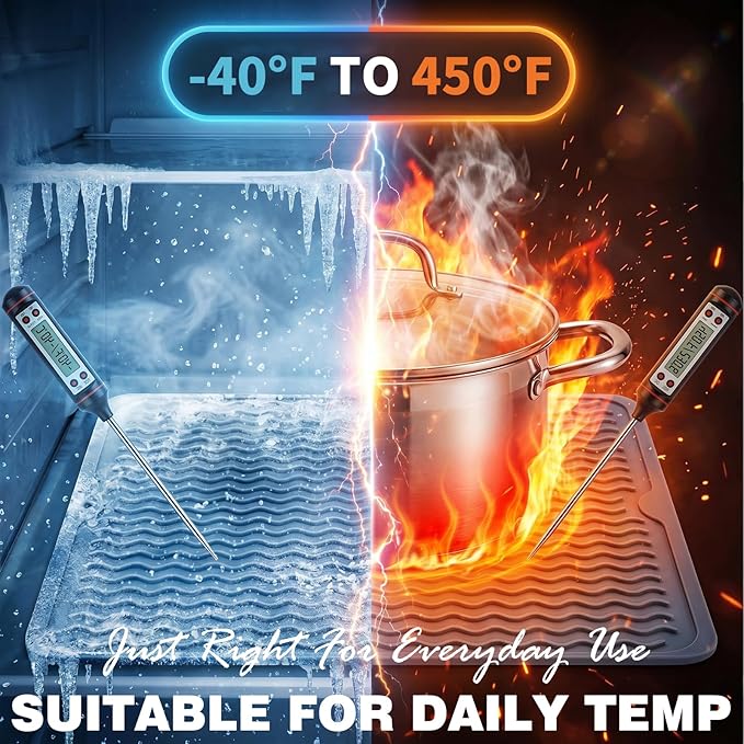 2 Pack Caketime Silicone Dish Drying Mat for Kitchen Counter Under Sink Protector Organizers Cooking Baking Espresso Machine Accessories Appliance Stone Rack Trays Drain Extra Large 18"*16" Black
