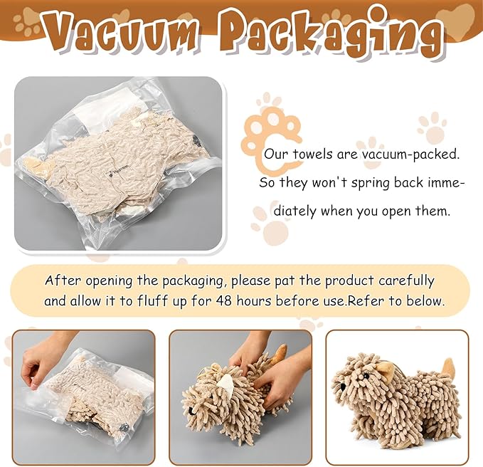 Tegeme 1 Pcs Chenille Dog Hand Towel Fuzzy Dog Towel Absorbent Microfiber Soft for Bathroom Kitchen Washstand (Brown)