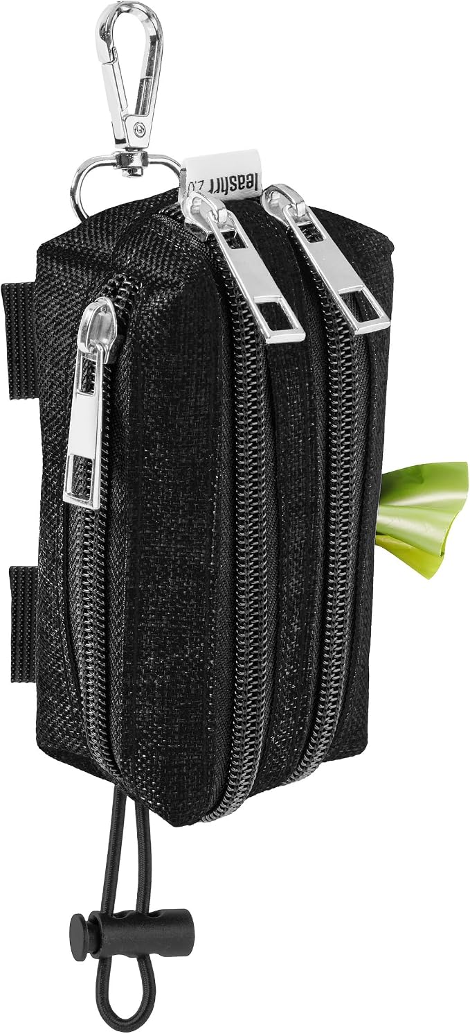 Dog Poop Bag Holder for Leashes and Treat Holder with 3 Waterproof Pouches | Poop Bag Dispenser for Pet Waste Bags and Walking Accessories + 1 Free Roll