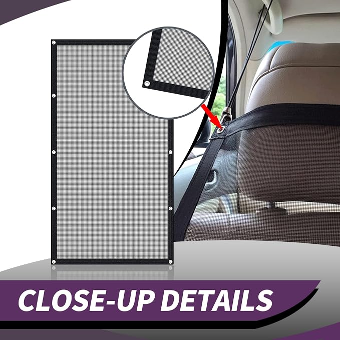 Black Fence, Pet Barrier Backseat Mesh, Car Divider Net, Dog Guardrail, SUV Pickup Small Car (45.2In x 24.4In)