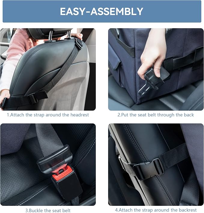 A 4 Pet Dog Car Seat for Small Dog, Booster Travel Pet Seat with Safety Seat Belts & Storage Bags, Portable Comfortable Pet Seat for Dogs Under 25 lbs