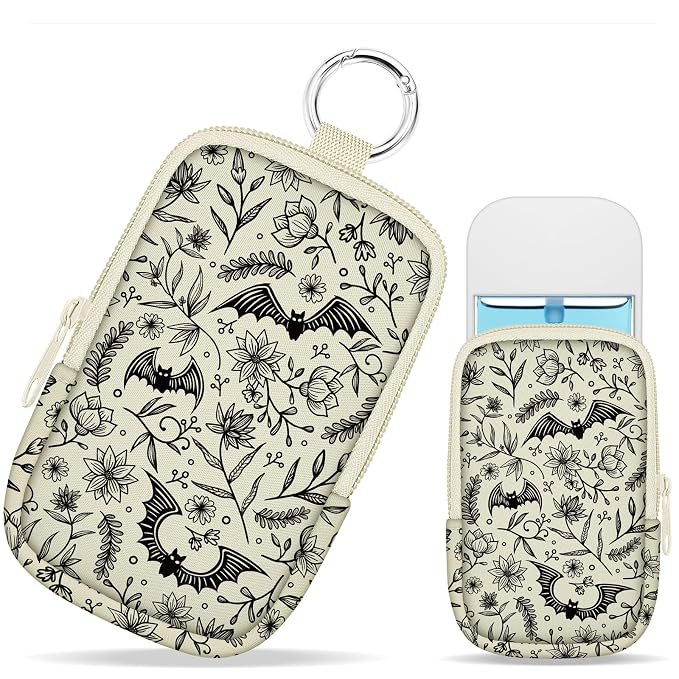 Hand Sanitizer Holder, Gothic Bats Spray Case Zippered Pouch | Keychain, Travel Size, Cute Fashion Accessory with Snap Hook, for Glow Mist and Power Mist 1FL OZ, Mini Small Pocket Clip on
