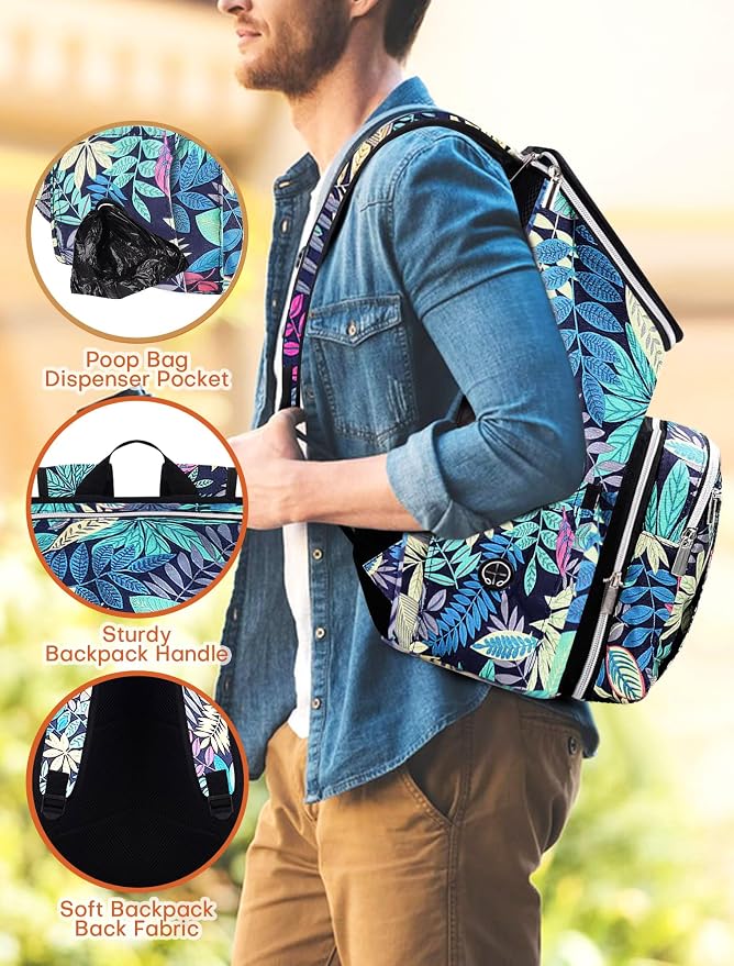 BAGLHER Travel Dog Backpack - Detachable Travel Pet Supplies Gear Backpack,Dog Bag for Traveling with 2 Silicone Collapsible Bowls and 2 Storage Baskets
