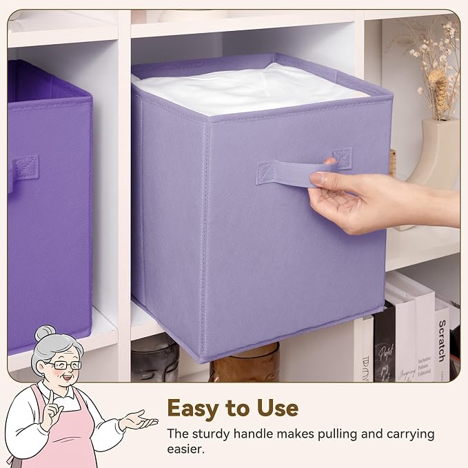 GRANNY SAYS 11 Inch Cube Storage Bins, Purple Gradient, 6-Pack | Collapsible Cube Storage Organizer with Thickened Base Plate, Sturdy Handles, Decorative Baskets for Shelves, Closet