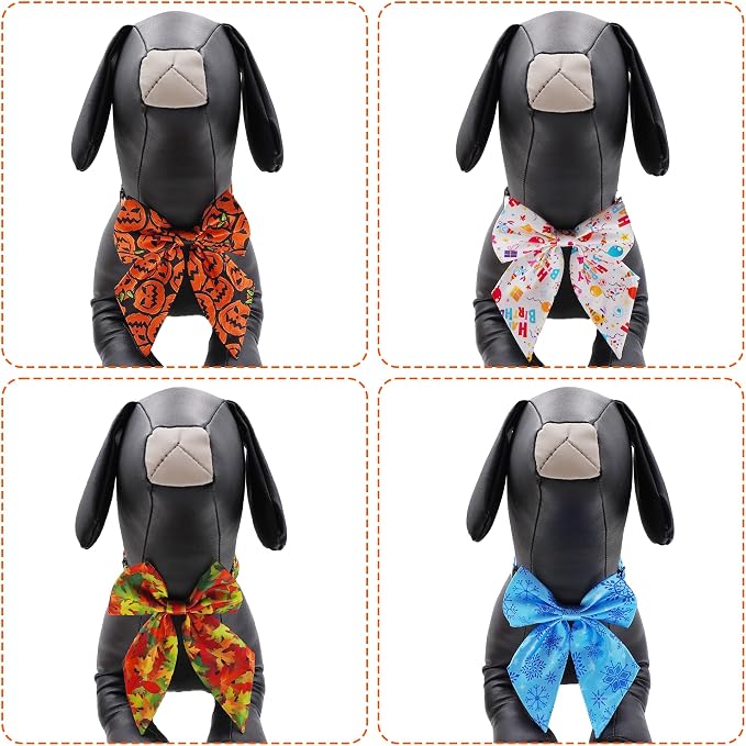 PET SHOW 10 Pack Holiday Winter Sailor Dog Bowties for Large Dogs