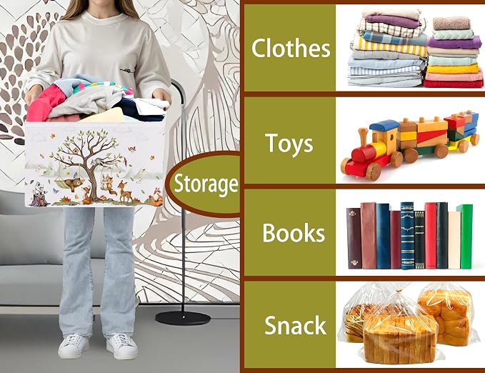 Large Woodland Baby Toy Basket Collapsible Kids Storage Bin Cute Shower Gift Box Forest Nursery Decor (Animals)