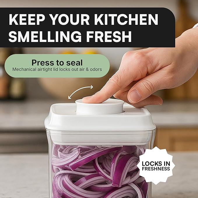 Bop Top Airtight Food Storage Containers | Pop-Top Lid | 3.5 Cups / 30 Oz | kitchen canister set, for flour, sugar, snacks, pasta, baking